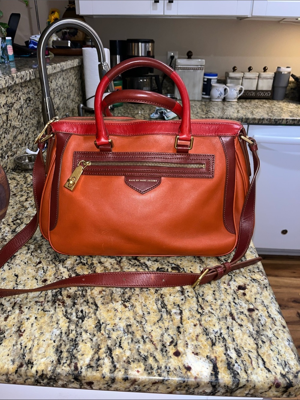 EUC Authentic Marc By Marc Jacobs Zip Locker Colorblock Leather Handbag